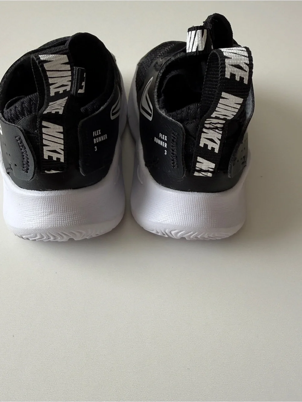 Nike Flex Runner 3 Black and White Slip-On Infant Toddler Sneakers - size 5C